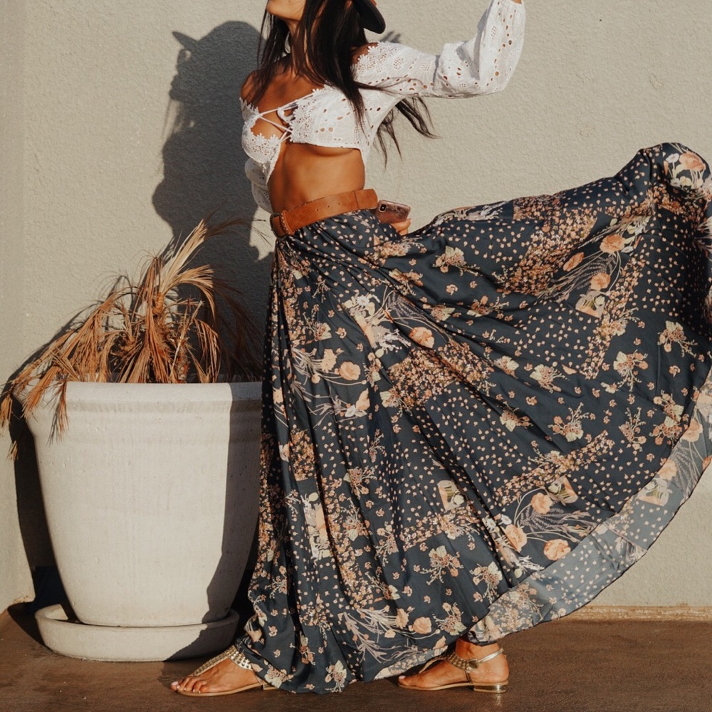 Bohemian Floral Country Festival Maxi Skirt